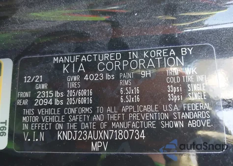 2022 Kia Soul Lx из США, поврежденный, VIN KNDJ23AUXN7180734